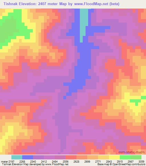 Tishnak,Afghanistan Elevation Map