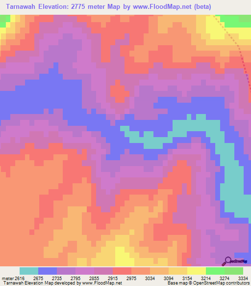 Tarnawah,Afghanistan Elevation Map