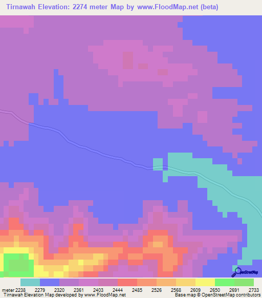 Tirnawah,Afghanistan Elevation Map