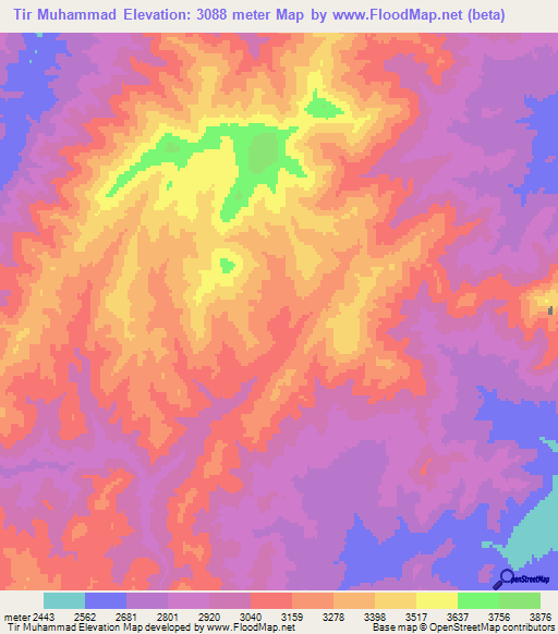 Tir Muhammad,Afghanistan Elevation Map