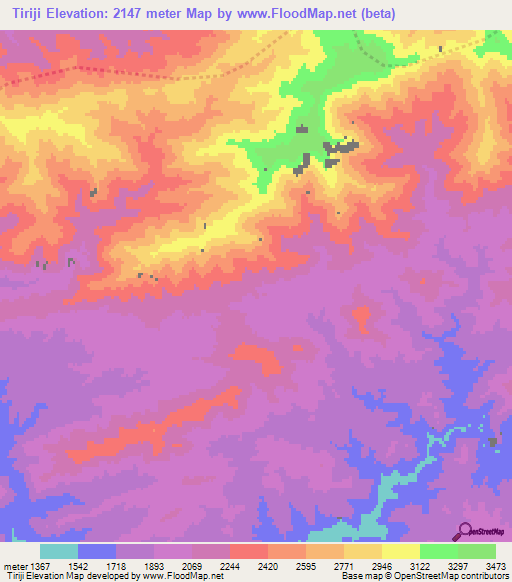 Tiriji,Afghanistan Elevation Map