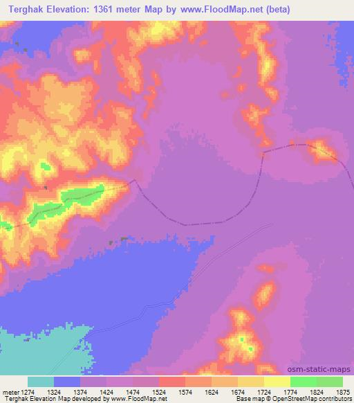 Terghak,Afghanistan Elevation Map