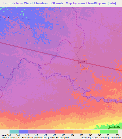 Timurak Now Warid,Afghanistan Elevation Map