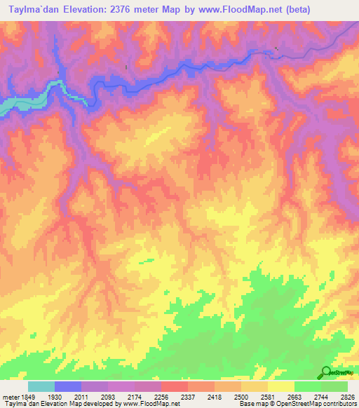 Taylma`dan,Afghanistan Elevation Map