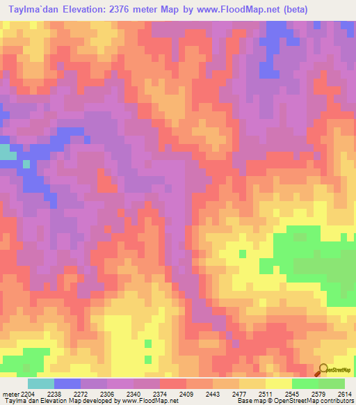 Taylma`dan,Afghanistan Elevation Map