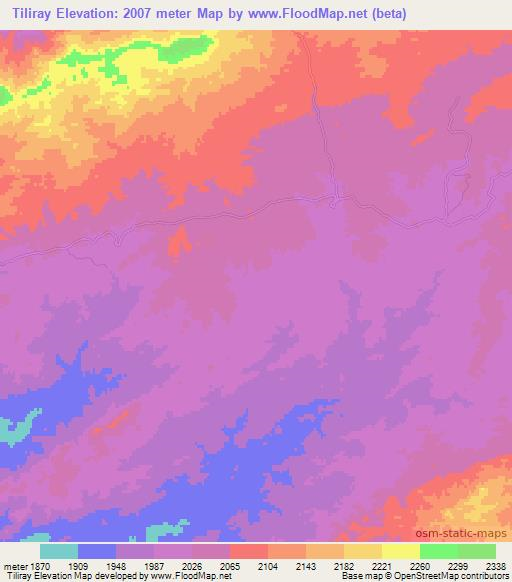 Tiliray,Afghanistan Elevation Map