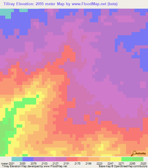Tiliray,Afghanistan Elevation Map