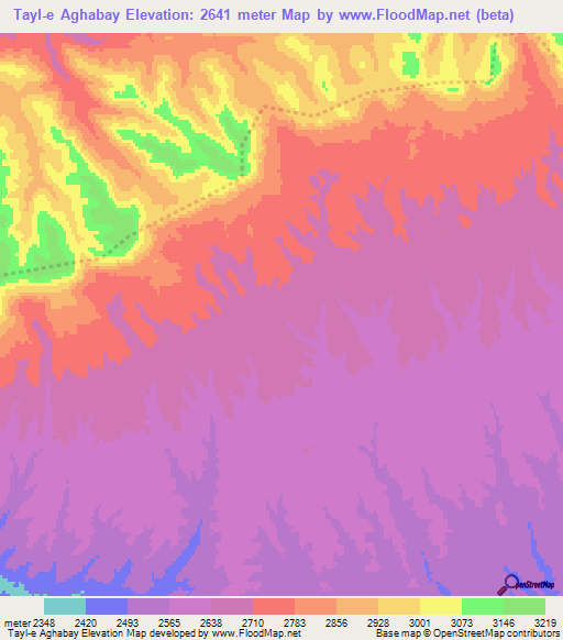 Tayl-e Aghabay,Afghanistan Elevation Map