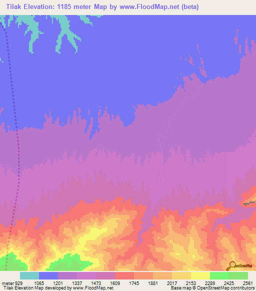 Tilak,Afghanistan Elevation Map