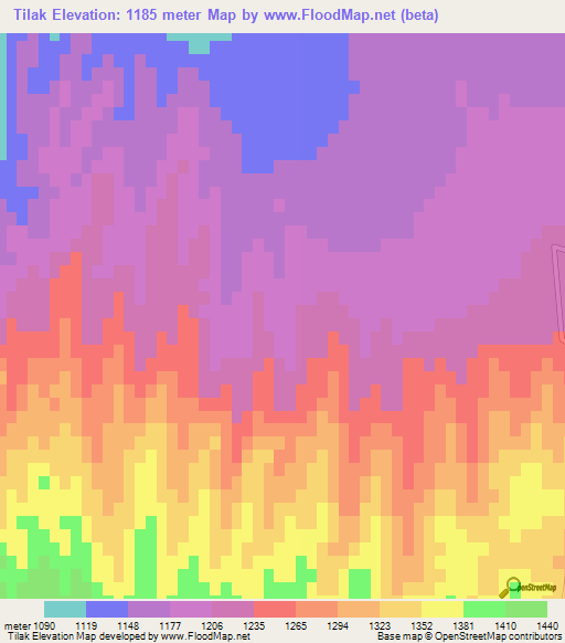 Tilak,Afghanistan Elevation Map