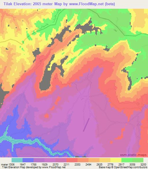 Tilak,Afghanistan Elevation Map