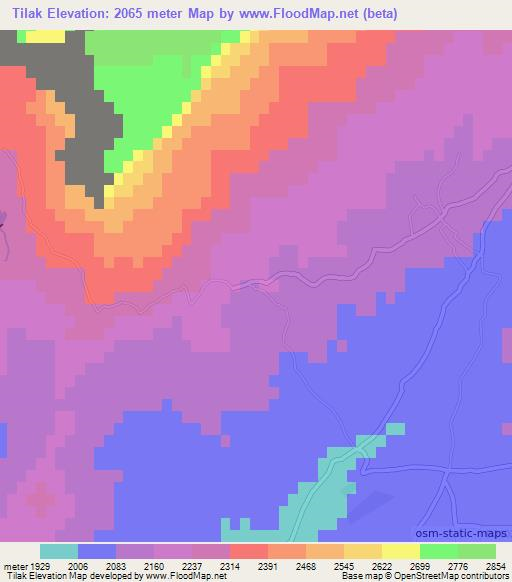 Tilak,Afghanistan Elevation Map