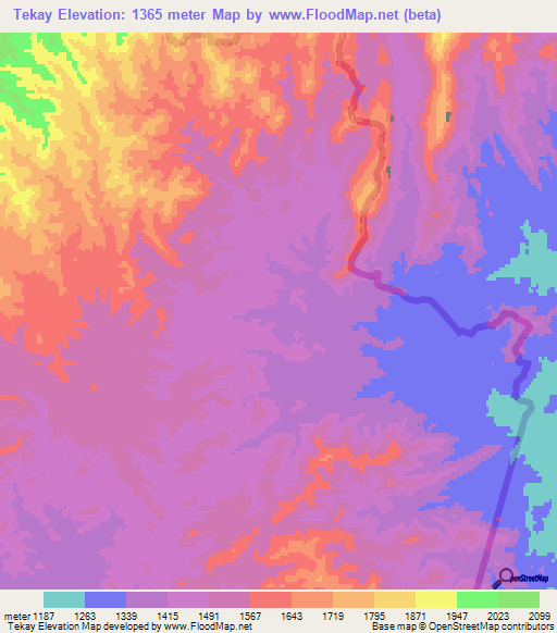 Tekay,Afghanistan Elevation Map