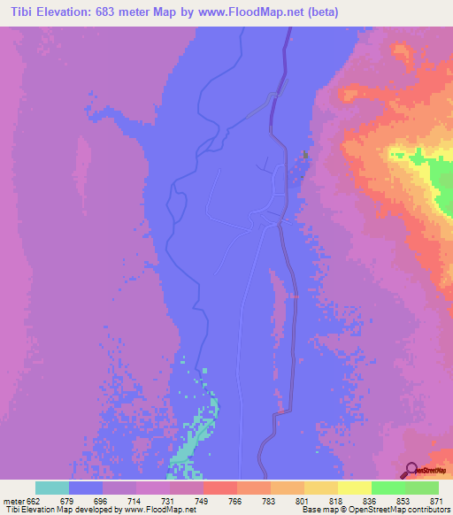 Tibi,Afghanistan Elevation Map