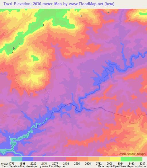 Tazri,Afghanistan Elevation Map
