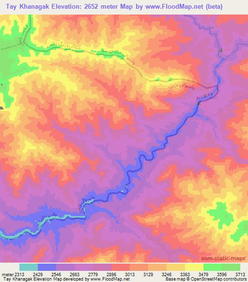Tay Khanagak,Afghanistan Elevation Map