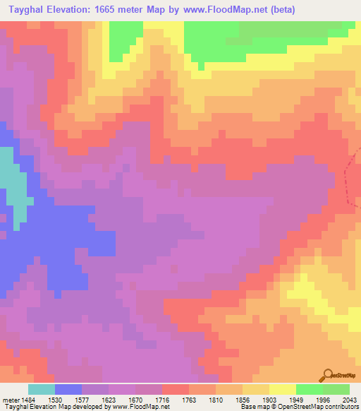 Tayghal,Afghanistan Elevation Map
