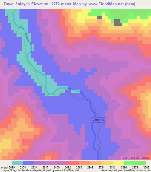 Tay-e Sulaych,Afghanistan Elevation Map