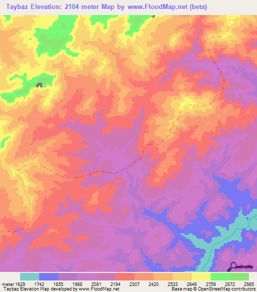 Taybaz,Afghanistan Elevation Map