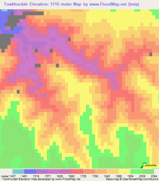 Towkhurdah,Afghanistan Elevation Map