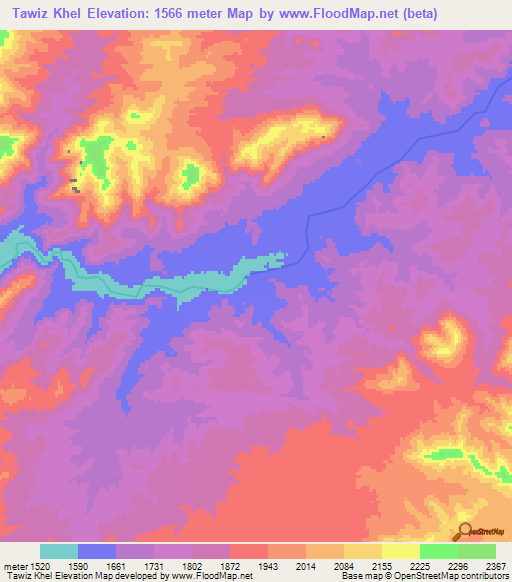 Tawiz Khel,Afghanistan Elevation Map