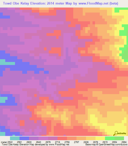 Towd Obe Kelay,Afghanistan Elevation Map