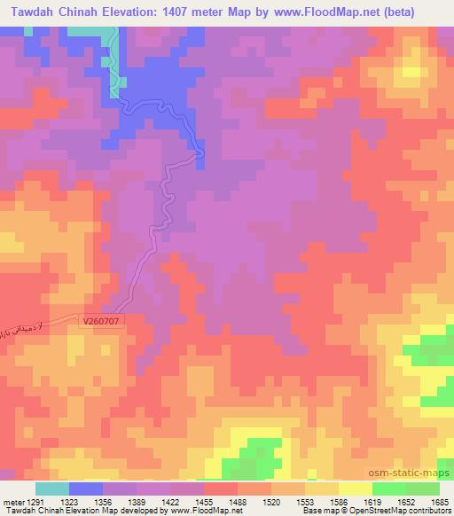 Tawdah Chinah,Afghanistan Elevation Map