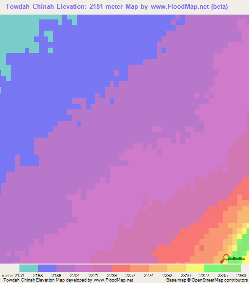 Towdah Chinah,Afghanistan Elevation Map