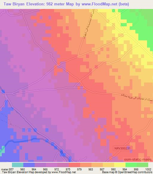 Taw Biryan,Afghanistan Elevation Map