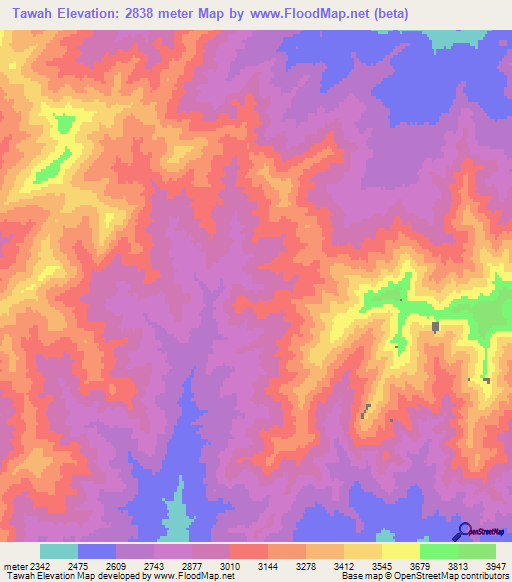 Tawah,Afghanistan Elevation Map