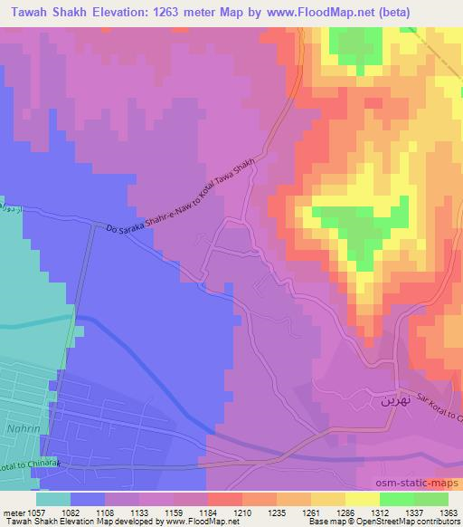 Tawah Shakh,Afghanistan Elevation Map