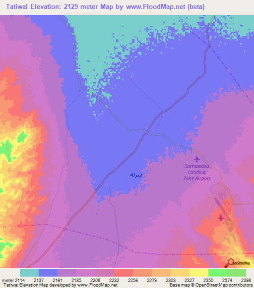 Tatiwal,Afghanistan Elevation Map