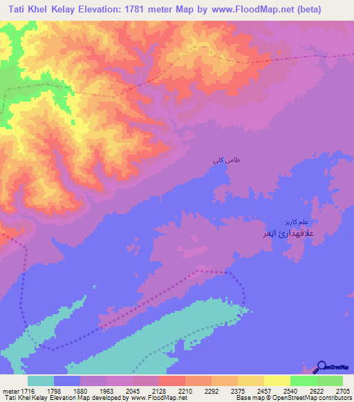 Tati Khel Kelay,Afghanistan Elevation Map