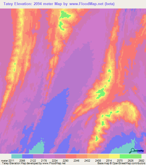 Tatey,Afghanistan Elevation Map