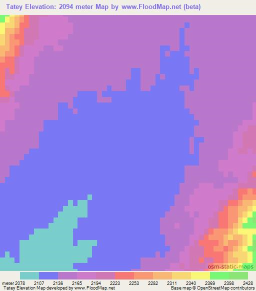 Tatey,Afghanistan Elevation Map