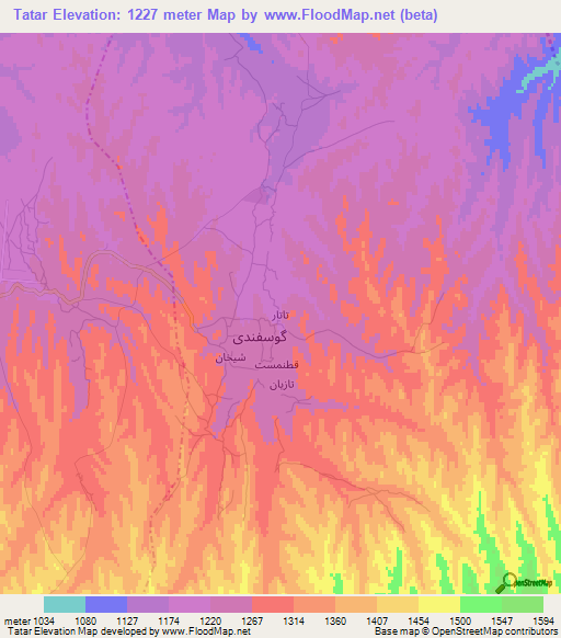 Tatar,Afghanistan Elevation Map