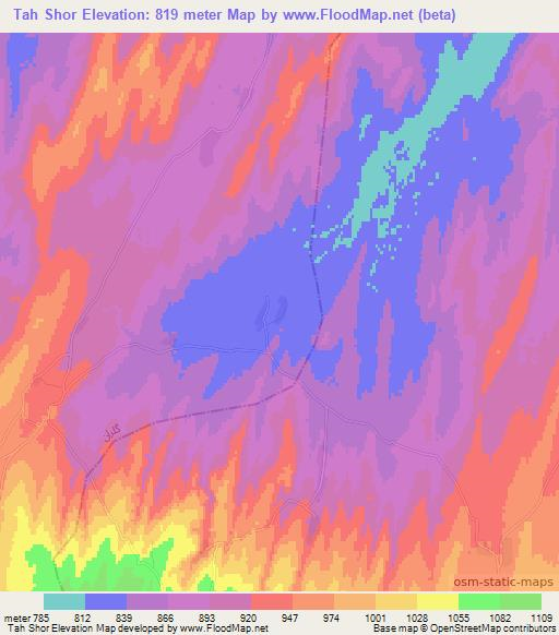 Tah Shor,Afghanistan Elevation Map
