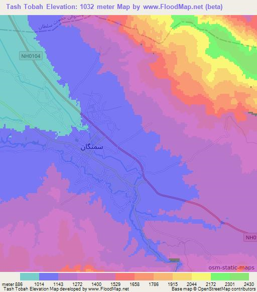 Tash Tobah,Afghanistan Elevation Map