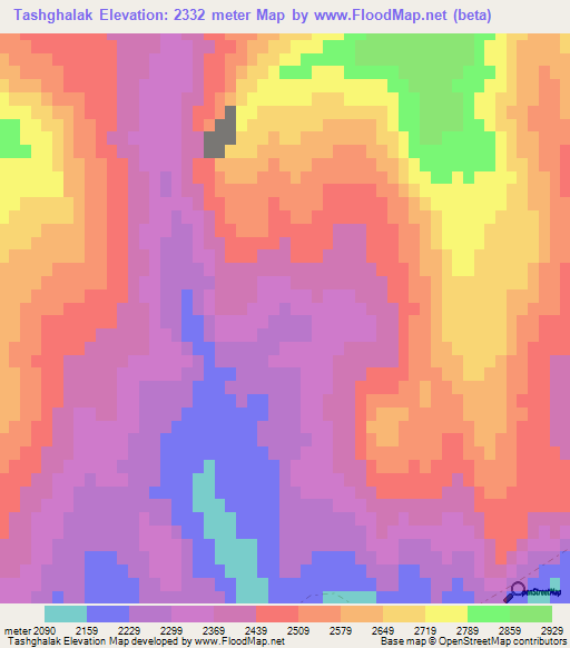 Tashghalak,Afghanistan Elevation Map