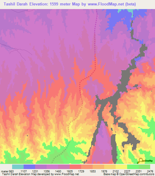 Tashil Darah,Afghanistan Elevation Map