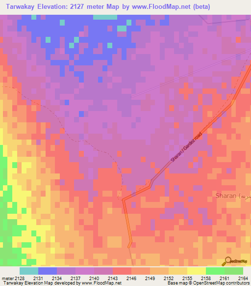 Tarwakay,Afghanistan Elevation Map