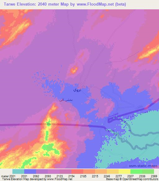 Tarwe,Afghanistan Elevation Map