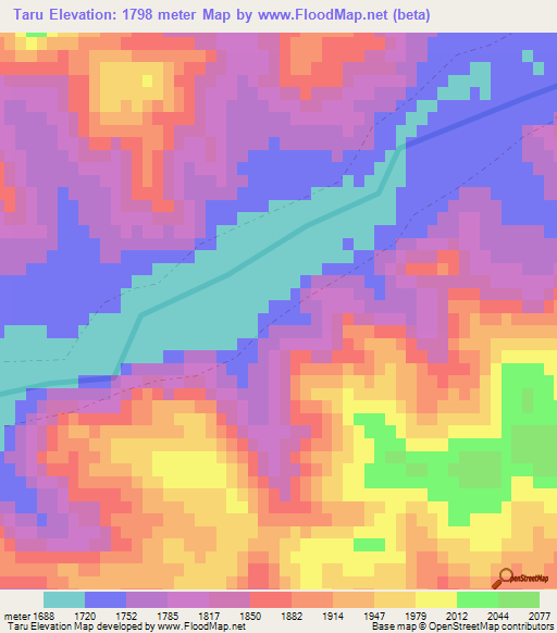 Taru,Afghanistan Elevation Map