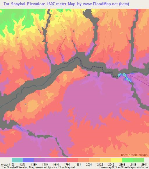 Tar Shaybal,Afghanistan Elevation Map