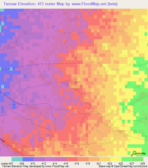 Tarnaw,Afghanistan Elevation Map