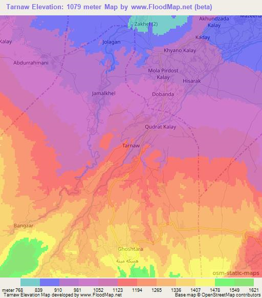 Tarnaw,Afghanistan Elevation Map