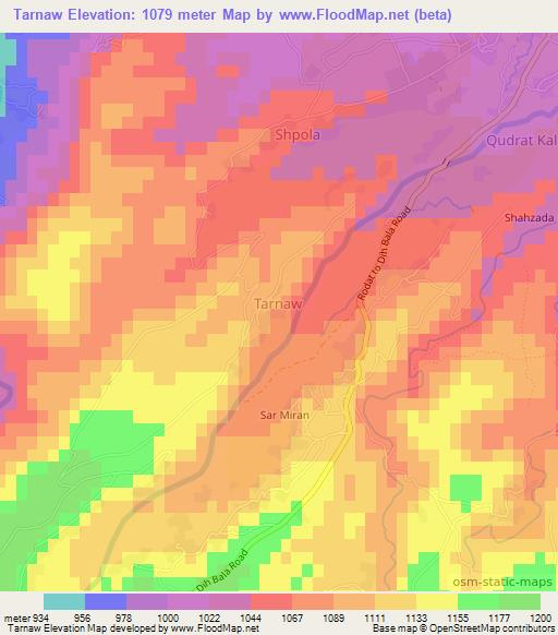 Tarnaw,Afghanistan Elevation Map