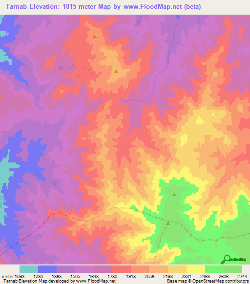 Tarnab,Afghanistan Elevation Map