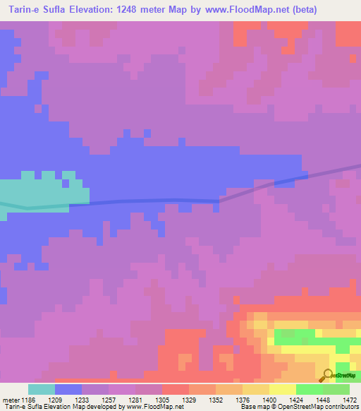 Tarin-e Sufla,Afghanistan Elevation Map