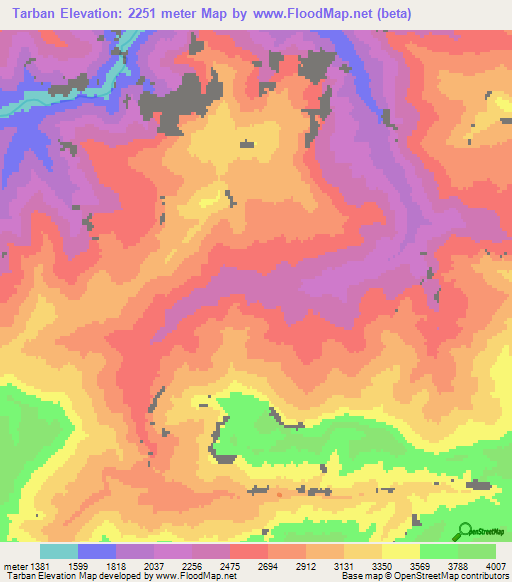 Tarban,Afghanistan Elevation Map